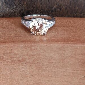 FAS 925 Silver Champagne Crystal Ring